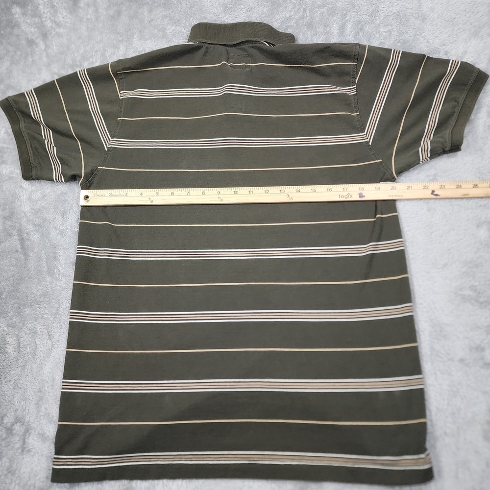 John Deere Polo Shirt Mens Medium Green Striped Embroidered Logo‎ Casual Cotton - Picture 9 of 13